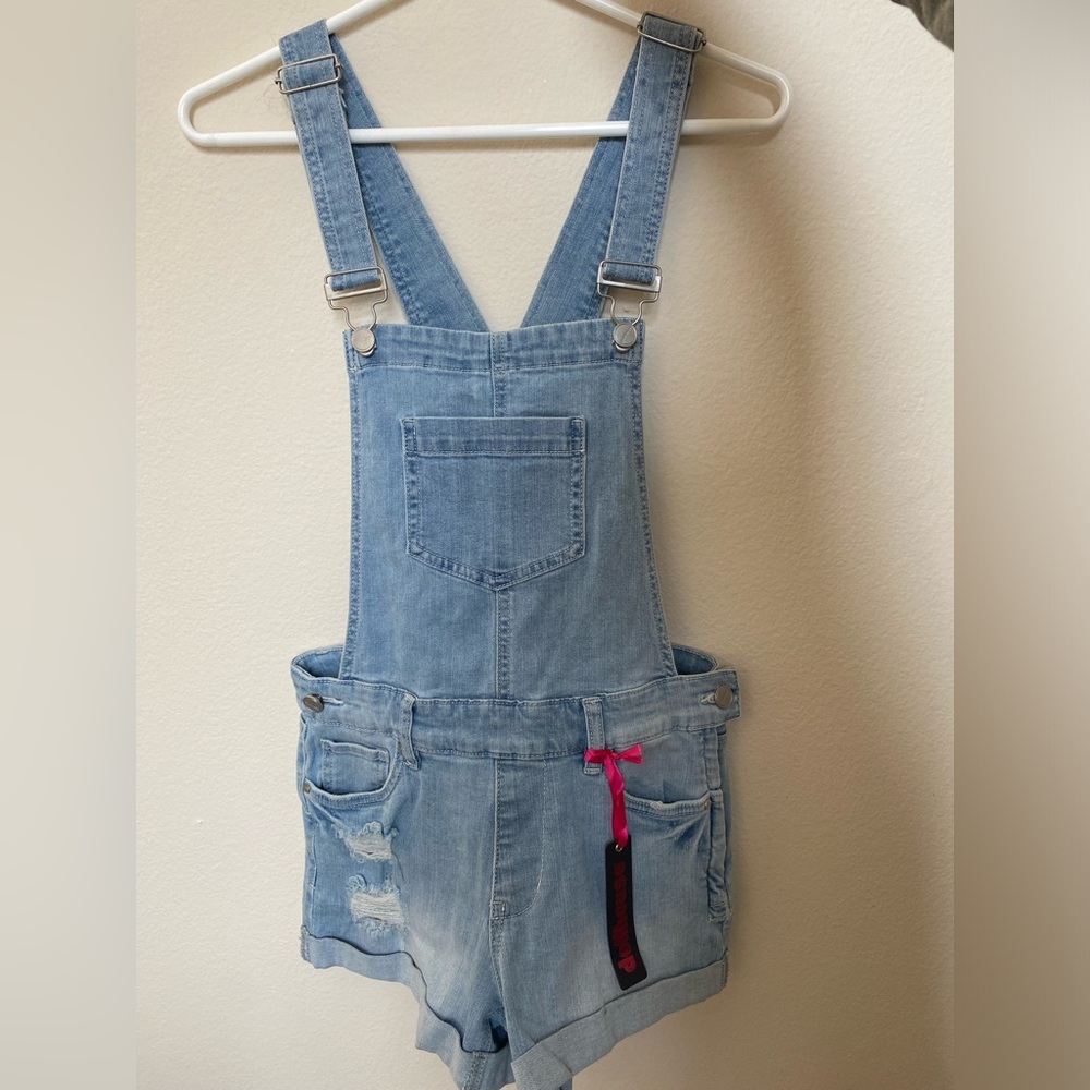 Dollhouse denim overalls from Macy’s, size 5, new with tag, never been worn